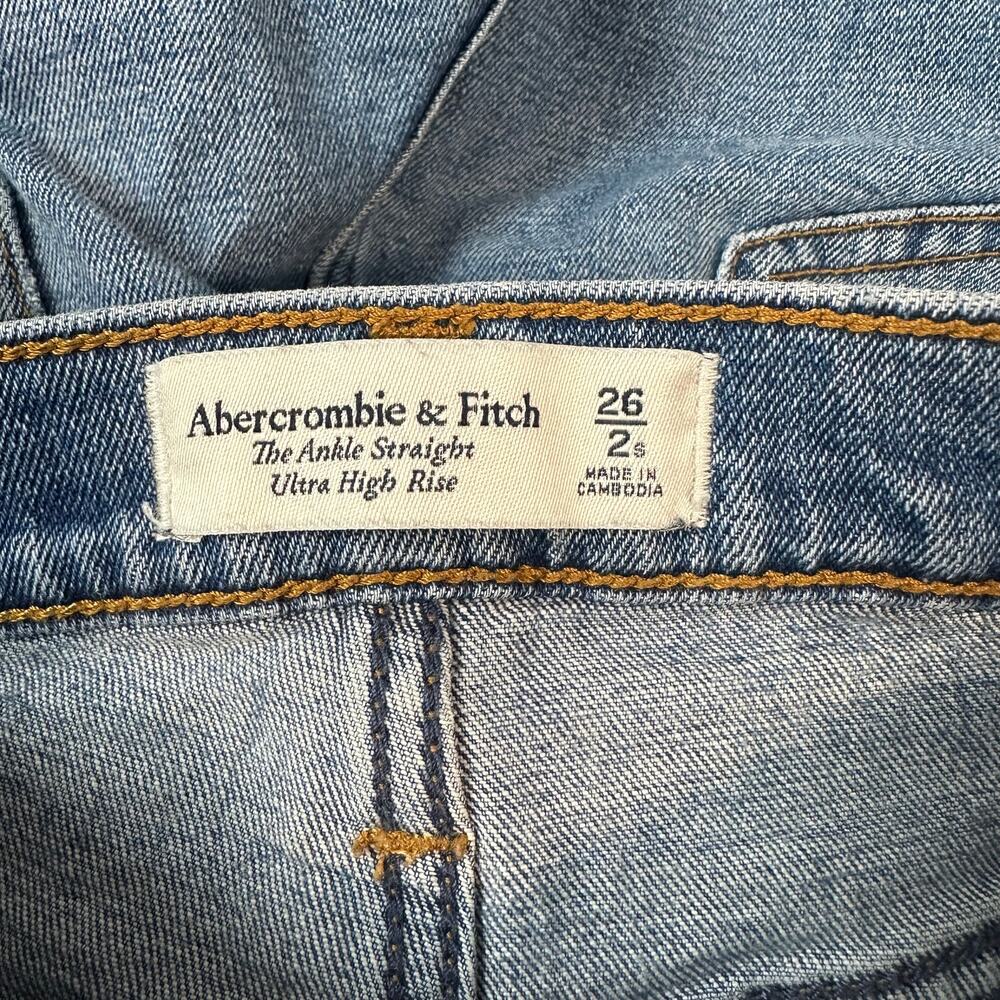 Abercrombie & Fitch The Ankle Straight Jeans Ultra High Rise Knee Rip 26 Short - Picture 7 of 8